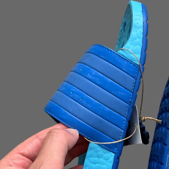 Ninja x Adilette Boost Slide adidas 'Time In Blue Signal Cyan' Size 9 NWT GZ3757 - Picture 4 of 10